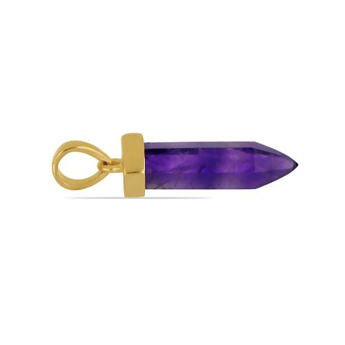 BUY 925 SILVER  BRAZILIAN AMETHYST GEMSTONE PENCIL PENDANT